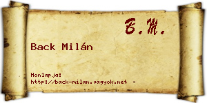 Back Milán névjegykártya