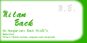 milan back business card